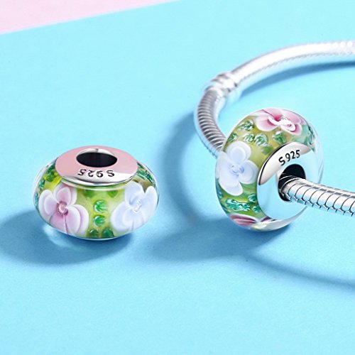 PAHALA 8 Styles 925 Sterling Silver Colorful Murano Glass Beads Charms