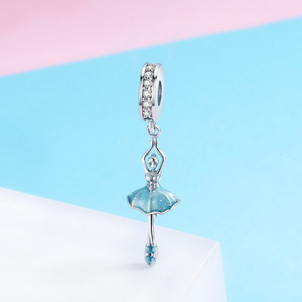 PAHALA 925 Sterling Silver Ballet Girl with Crystals Pendant Charm Bead
