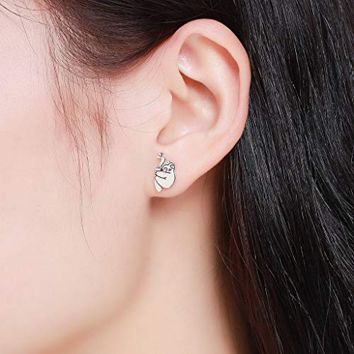 PAHALA 925 Sterling Silver Lovely Sloth Samll Stud Earrings