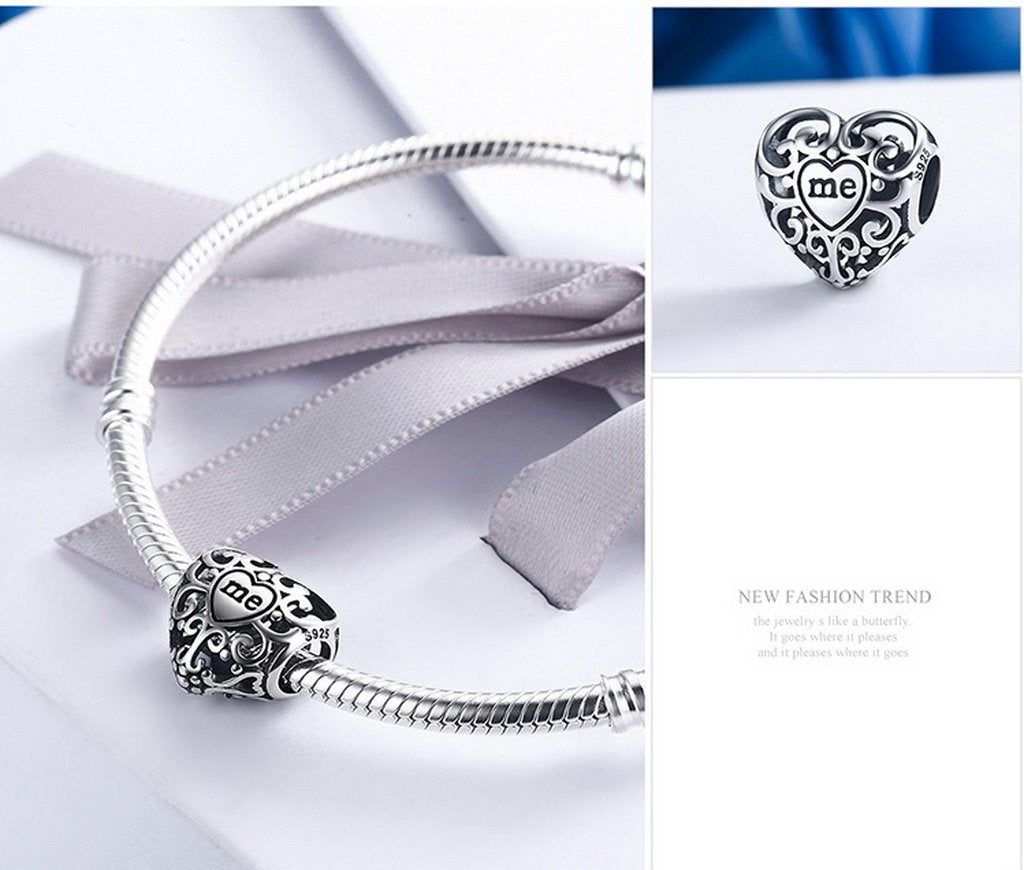 PAHALA 925 Strling Silver You and Me Flower Charms Fit Bracelets Necklace