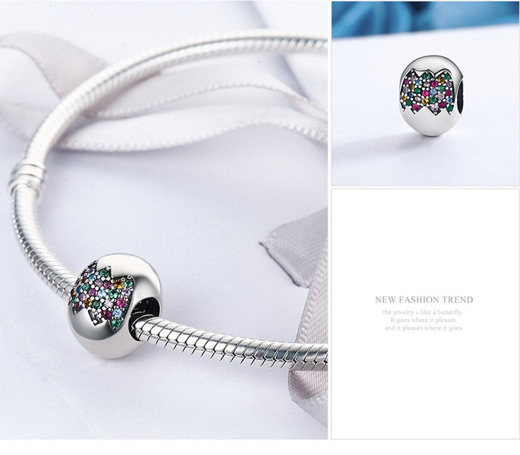 PAHALA 925 Sterling Silver Sparking Colourful Crystals Charms Fit Bracelets Necklace