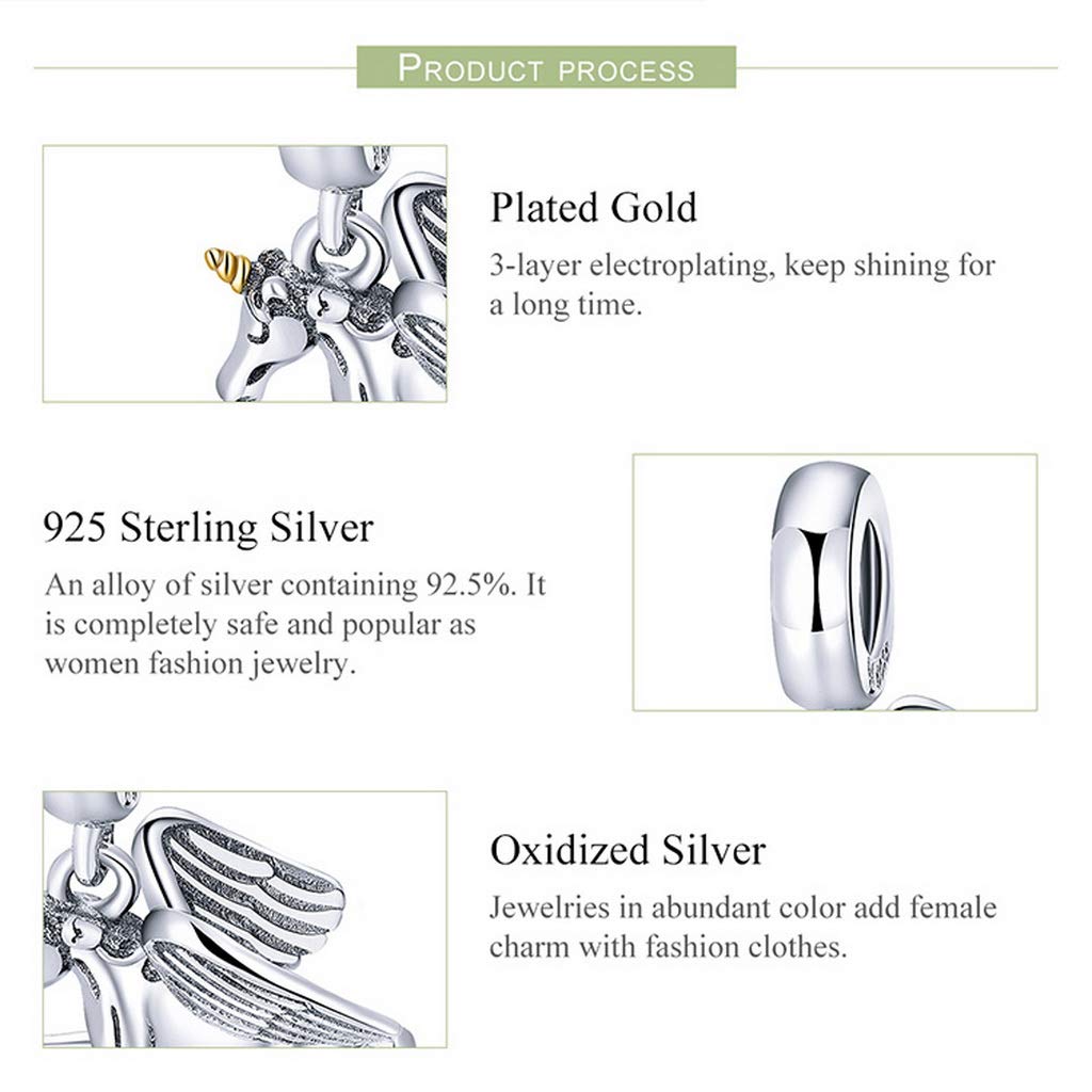 PAHALA 925 Strling Silver Romantic Animal Wings Charms Charm