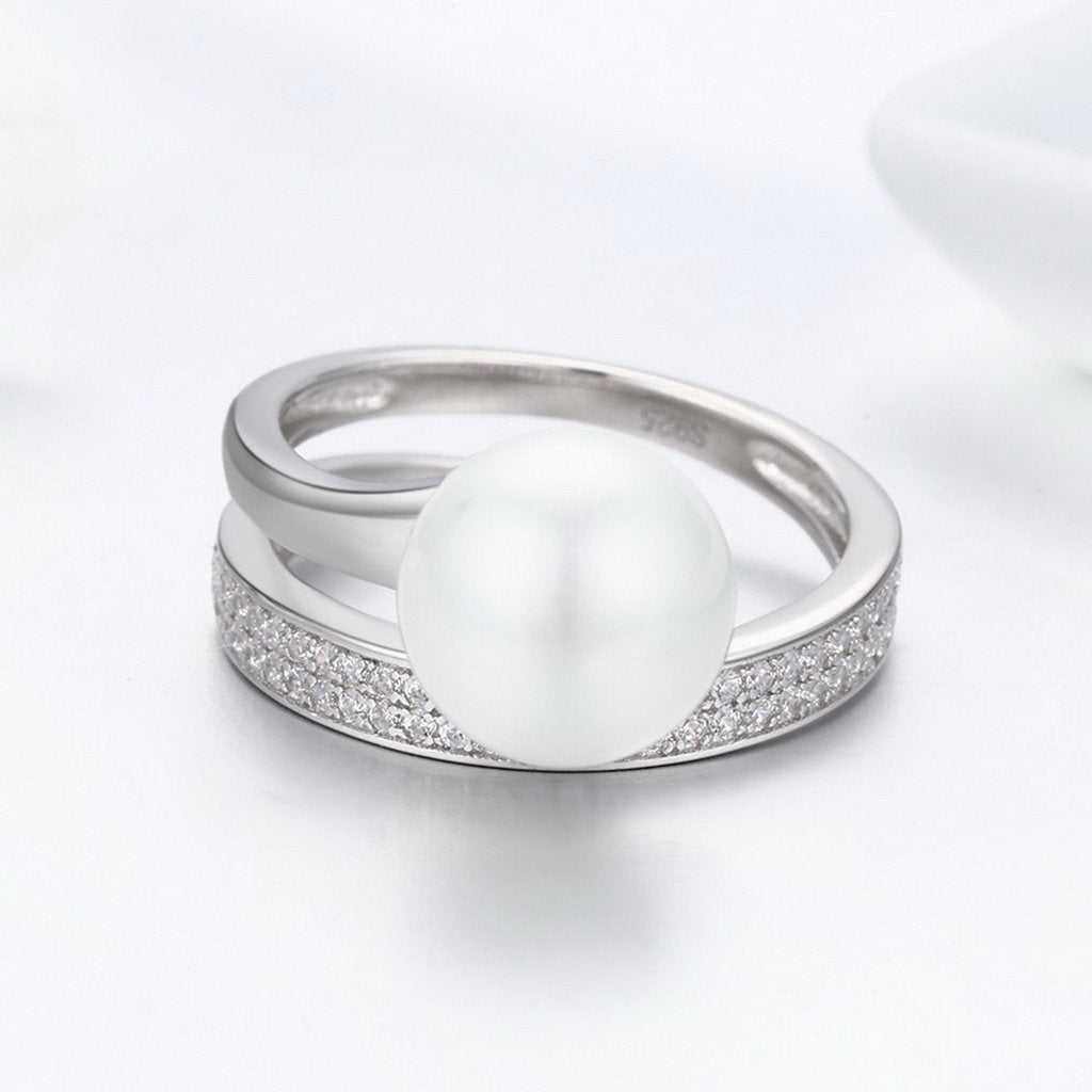 PAHALA 925 Strling Silver Round Geometric Weeding Party Band Ring