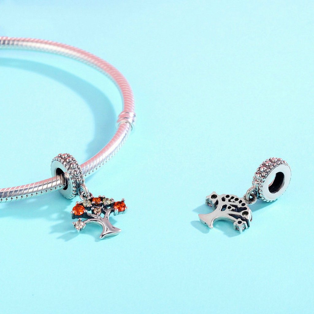 PAHALA 925 Sterling Silver Colorful Tree with Crystals Charm Bead Fit Bracelets