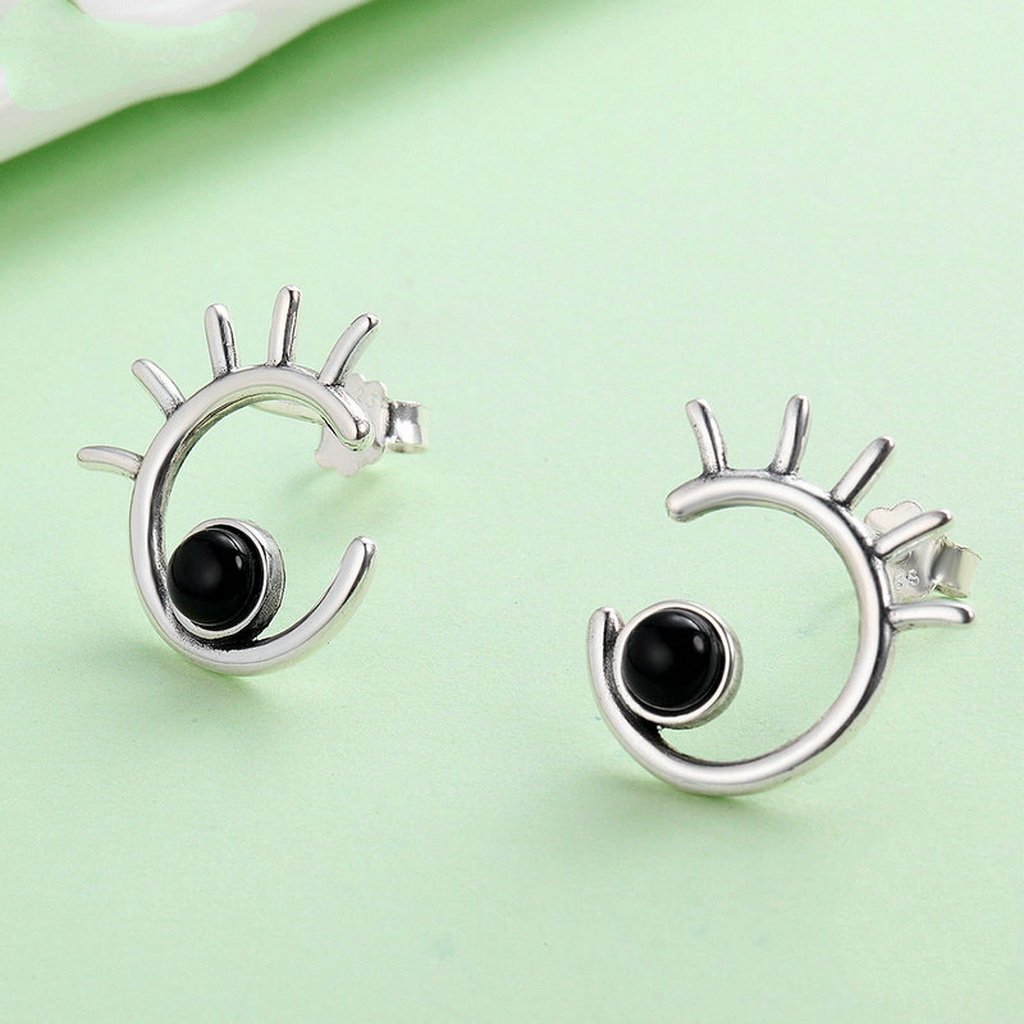 PAHALA 925 Sterling Silver Cute Big Eye Party Wedding Stud Earrings