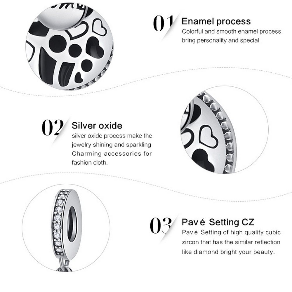 PAHALA 925 Strling Silver Engave Love Home Family Charms Fit Bracelets Necklace