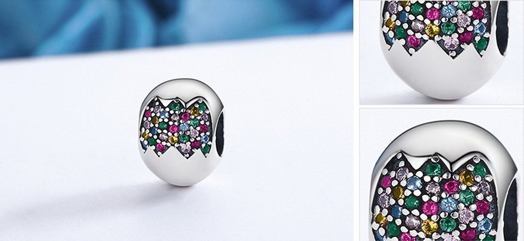 PAHALA 925 Sterling Silver Sparking Colourful Crystals Charms Fit Bracelets Necklace