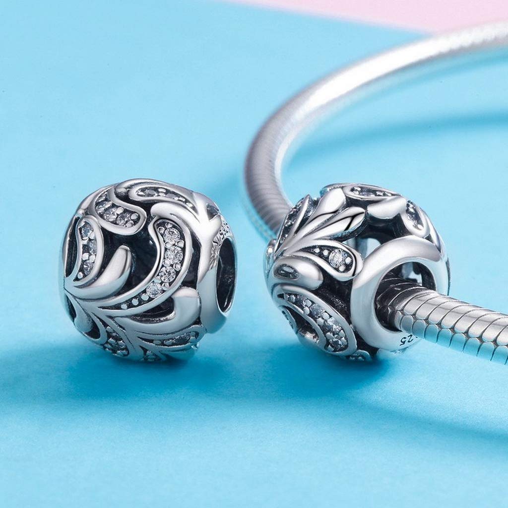 PAHALA 925 Strling Silver Blooming Flower Dazzling with Crystals Charm