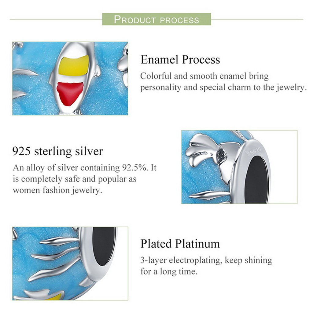 PAHALA 925 Sterling Silver Undersea World with Blue Enamel Charm Bead