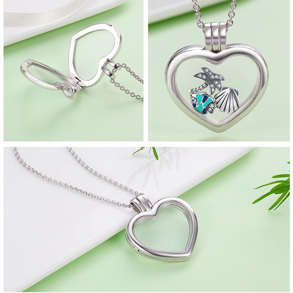 PAHALA 925 Sterling Silver Memories Heart Pendant Necklace