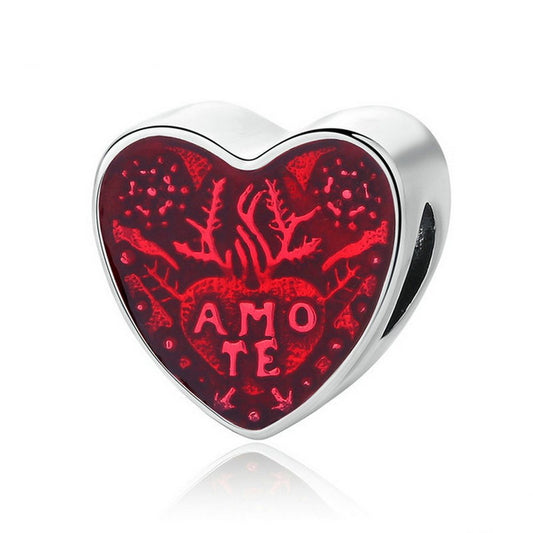 PAHALA 925 Sterling Silver Latin Love Heart Enamel Charms Fit Bracelet