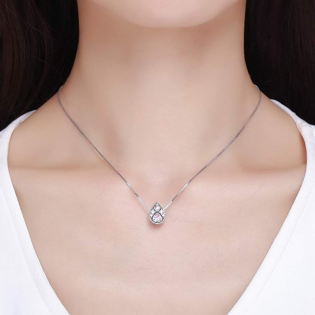 PAHALA 925 Strling Silver Romantic Dazzling Heart Shape Crystals Charms