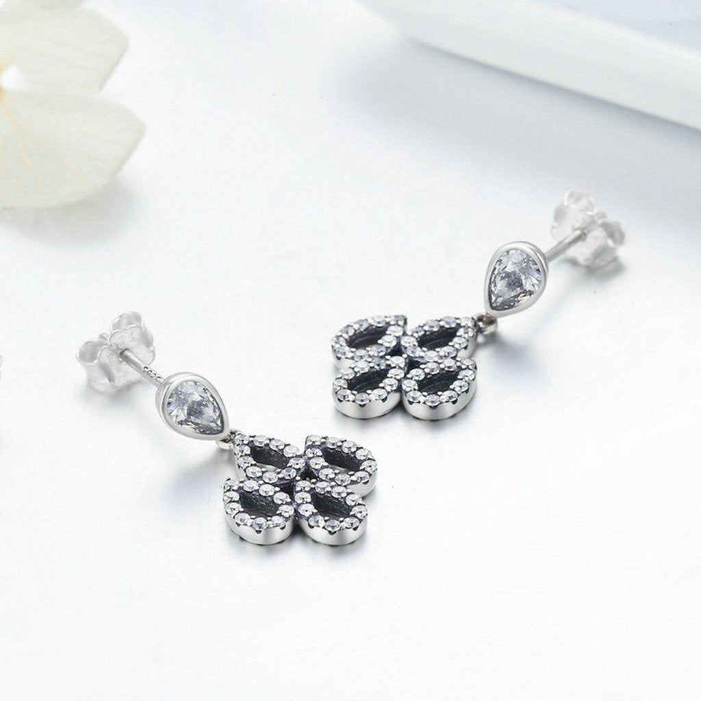 PAHALA 925 Sterling Silver Crystals Droplet Party Wedding Long Drop Earrings