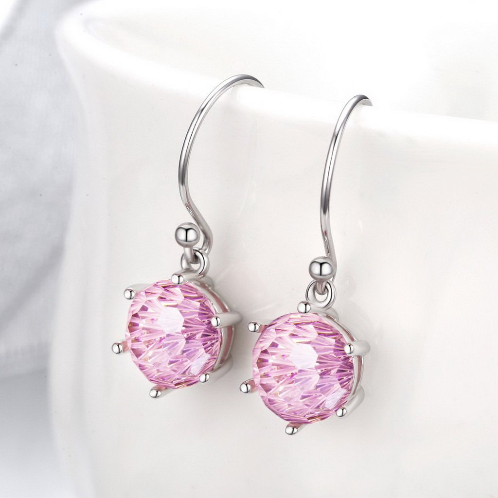 PAHALA 925 Sterling Silver Pink Crystal Long Tassel Earrings