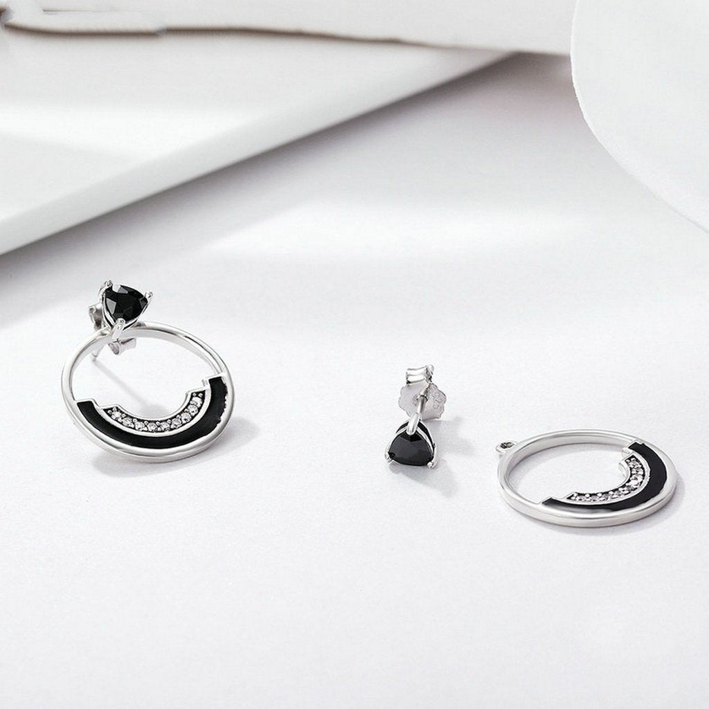 PAHALA 925 Sterling Interlink Circle With Crystals Party Wedding Stud Earrings