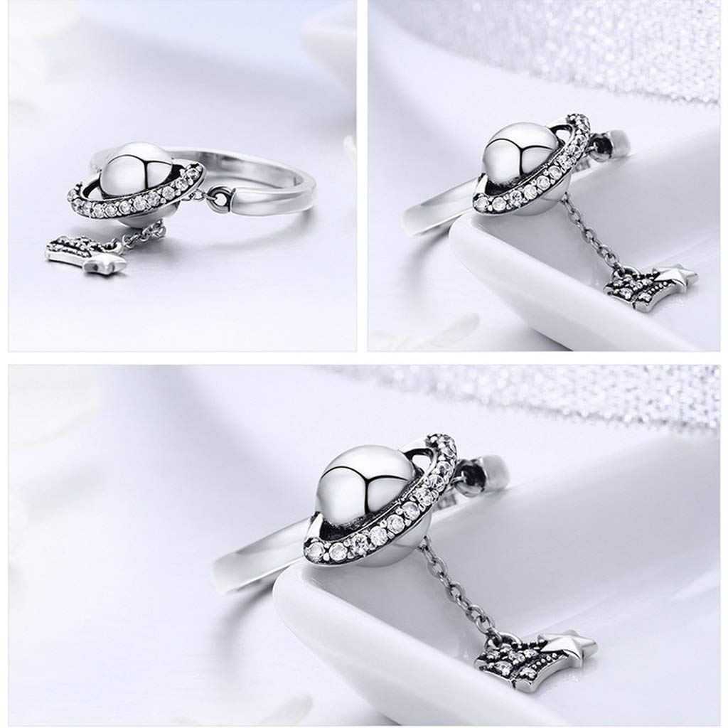 PAHALA 925 Strling Silver Bright Galaxy Sparkling Star Crystals Finger Weeding Party Ring