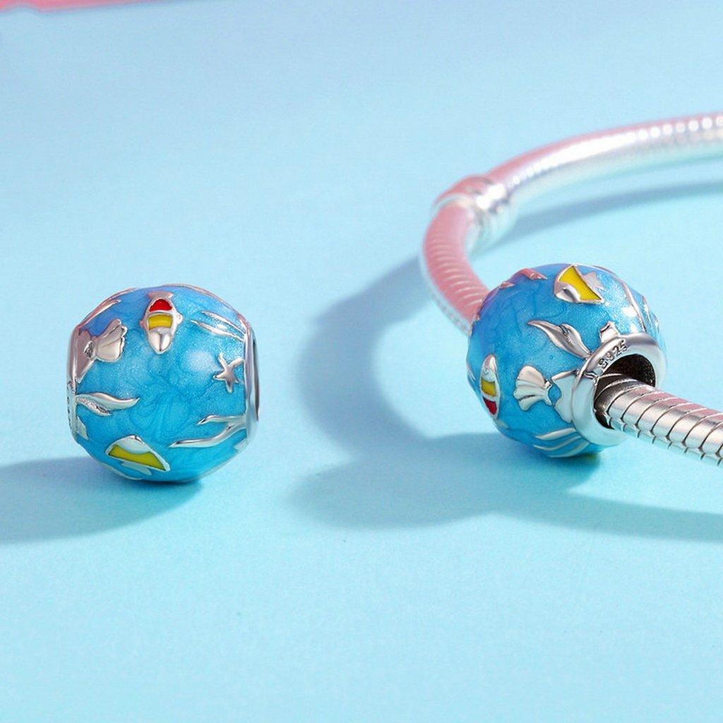 PAHALA 925 Sterling Silver Undersea World with Blue Enamel Charm Bead