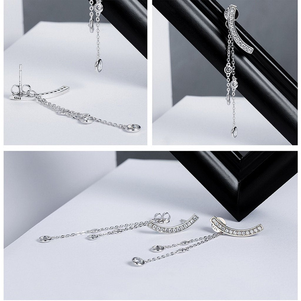 PAHALA 925 Sterling Silver Love T Bar Freshwater Pearl Party Wedding Drop Earrings
