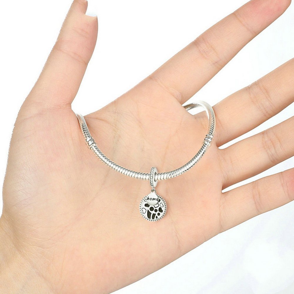 PAHALA 925 Strling Silver Engave Love Home Family Charms Fit Bracelets Necklace