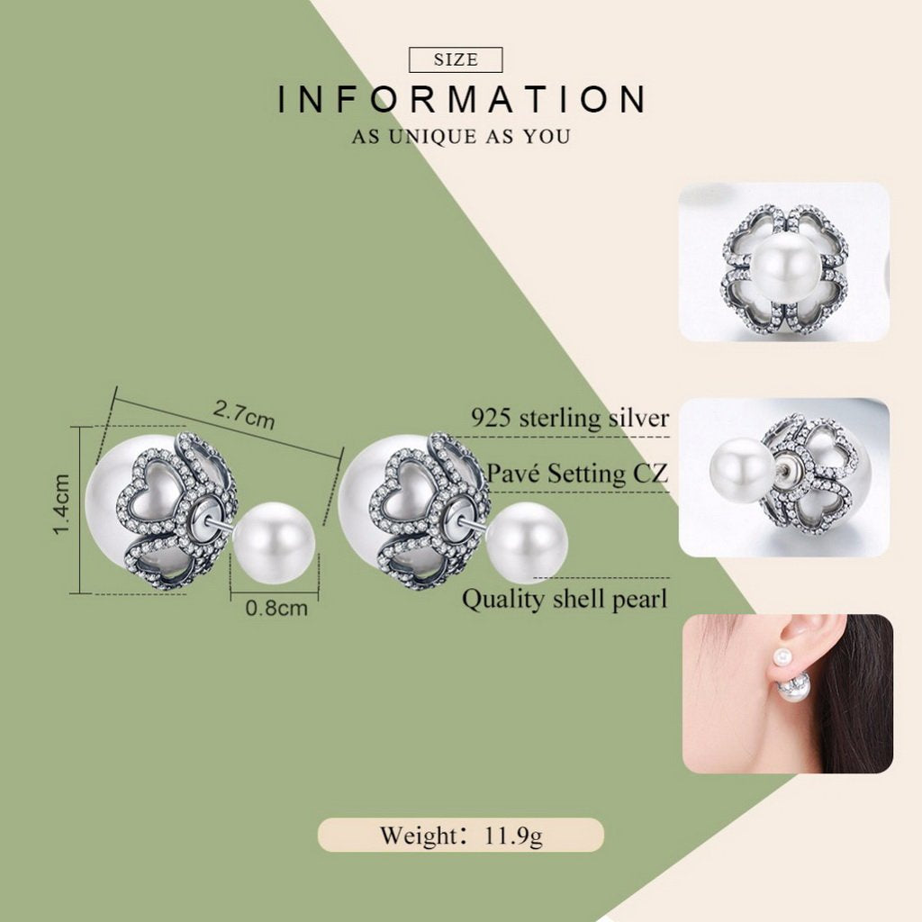 PAHALA 925 Sterling Silver Ball Flower Crystal Stud Earrings
