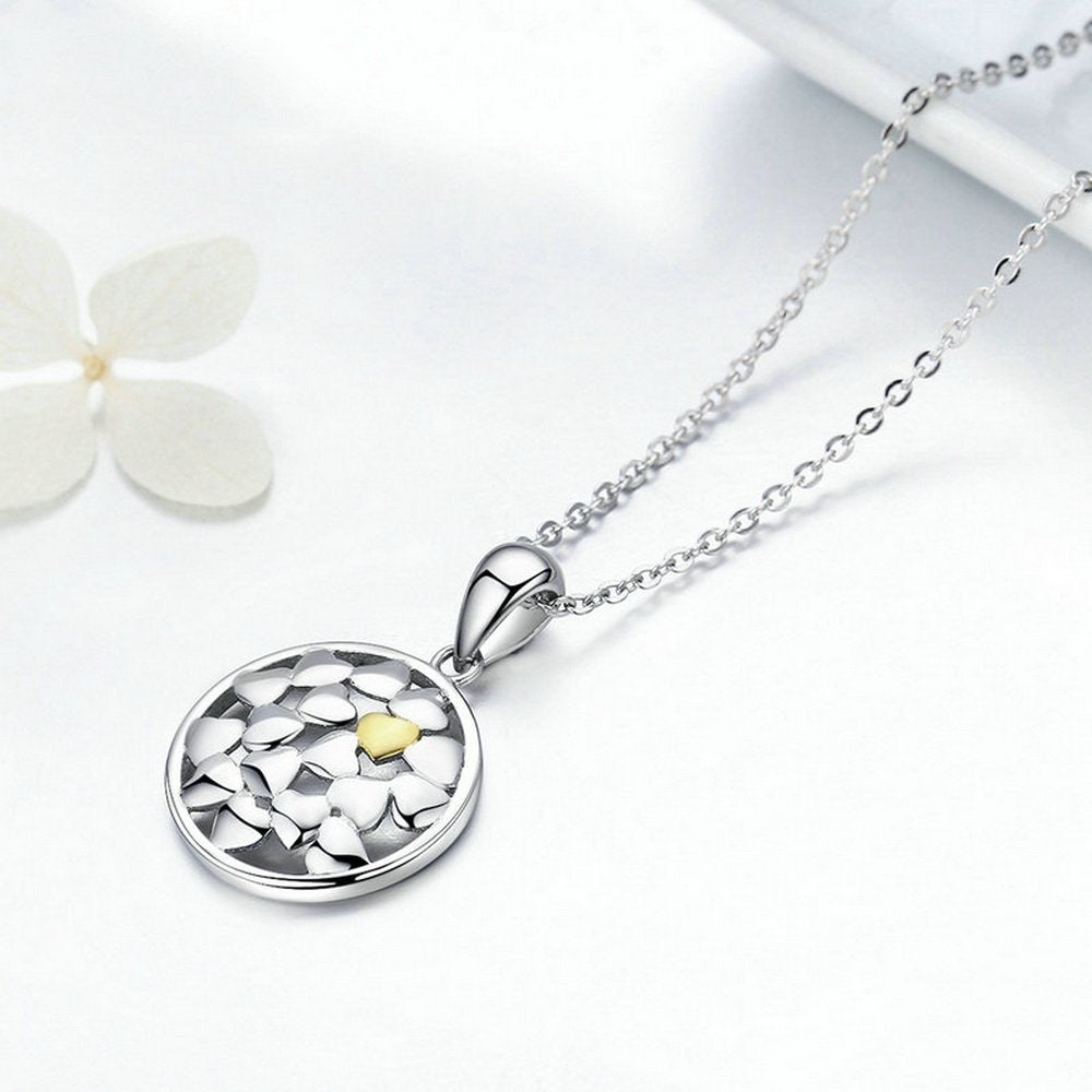 PAHALA 925 Sterling Silver Love Flowers Clear CZ Pendant Necklace