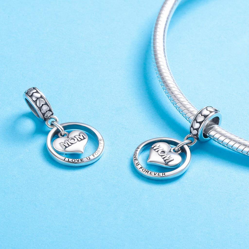 PAHALA 925 Strling Silver Mom I Love You Forever Pendant Charms