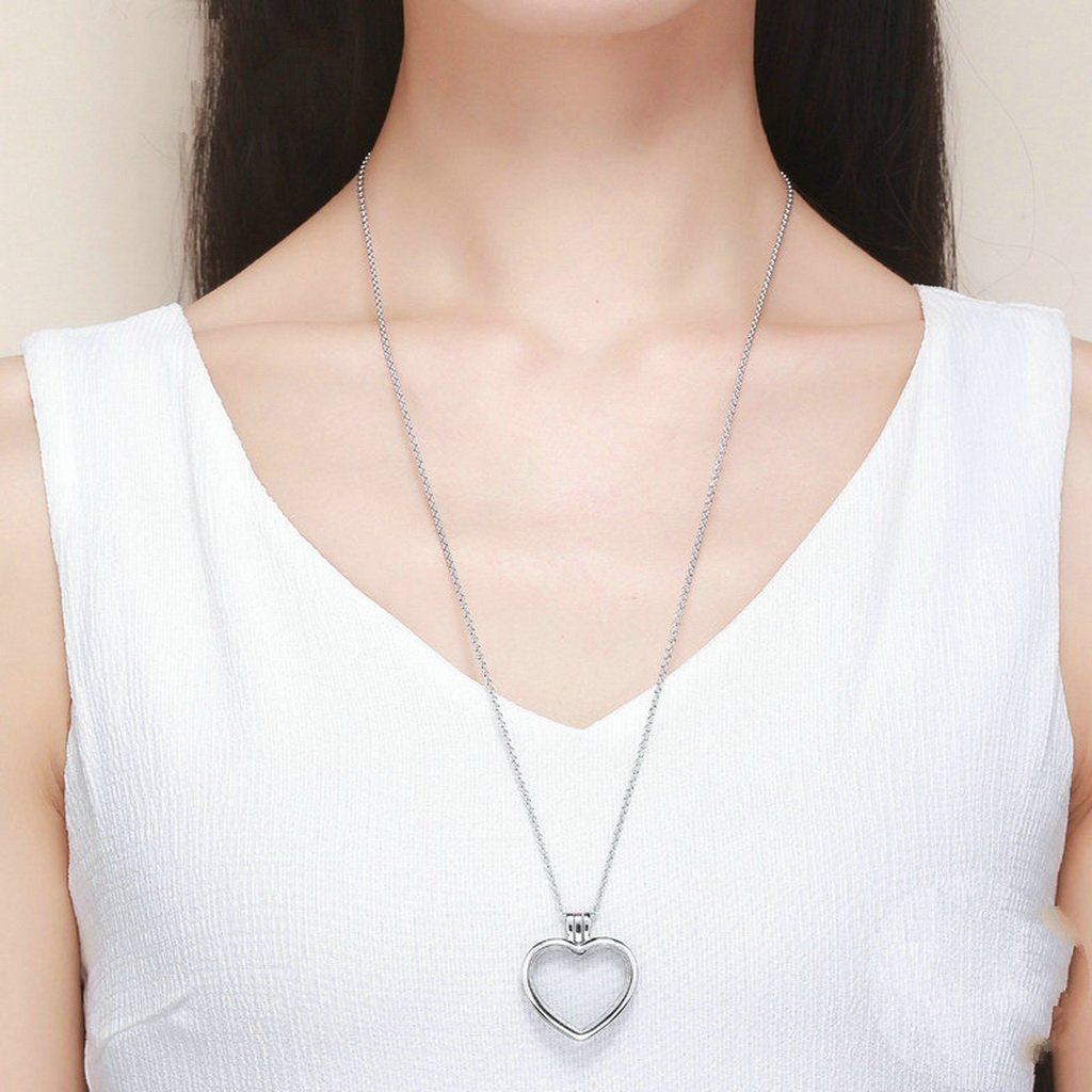 PAHALA 925 Sterling Silver Memories Heart Pendant Necklace