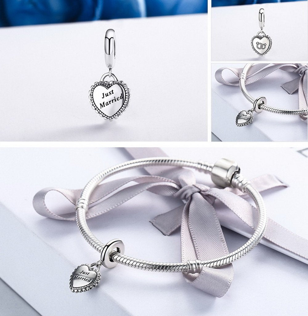 PAHALA 925 Sterling Silver Sweet Just Married Charms Beads