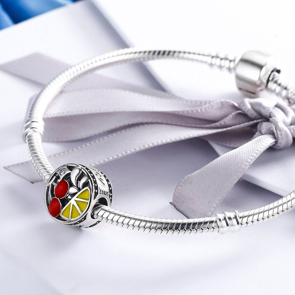 PAHALA 925 Strling Silver Fruits with Crystal Charms Fit Bracelets Necklace