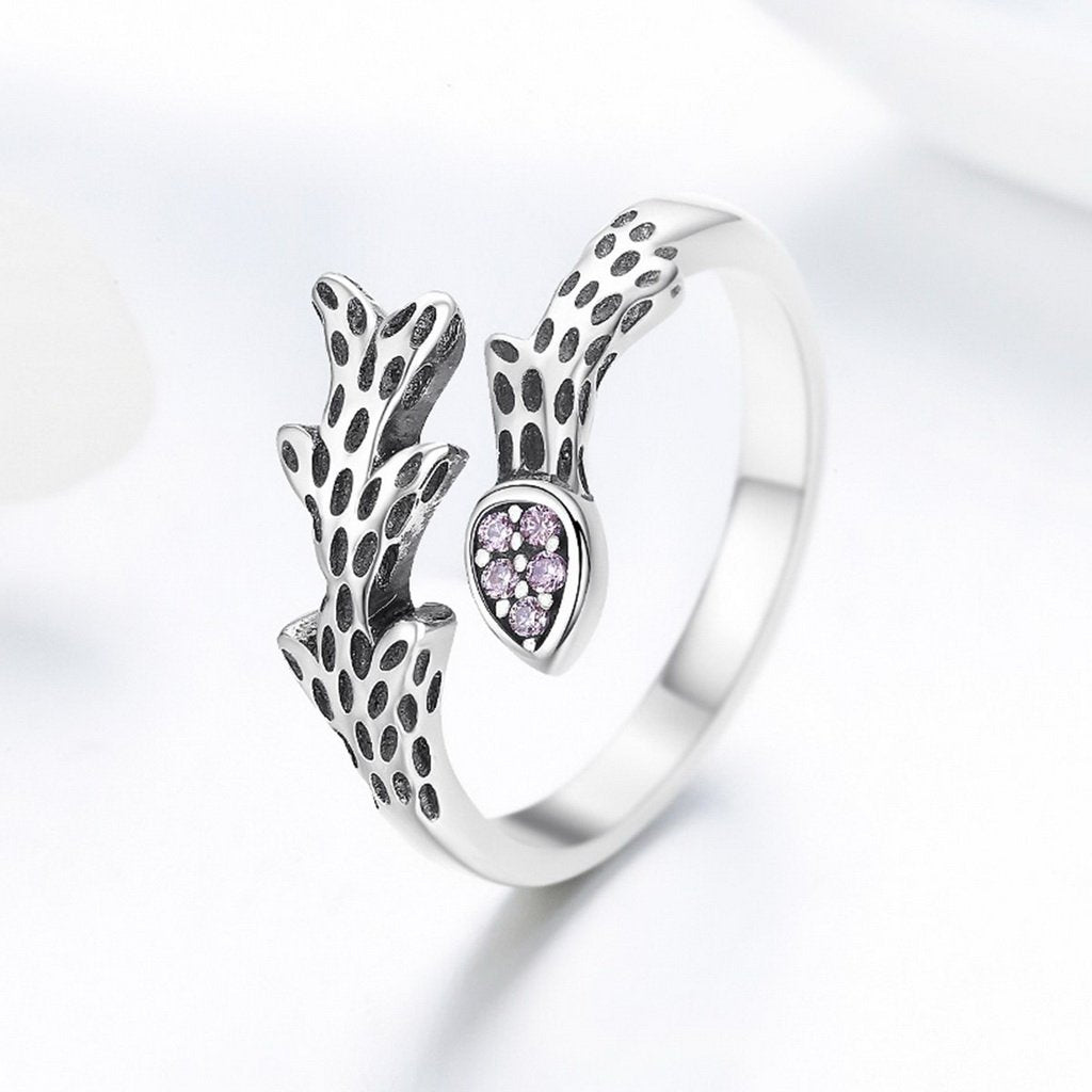 PAHALA 925 Strling Silver Chic Vines with Crystals Weeding Party Band Ring