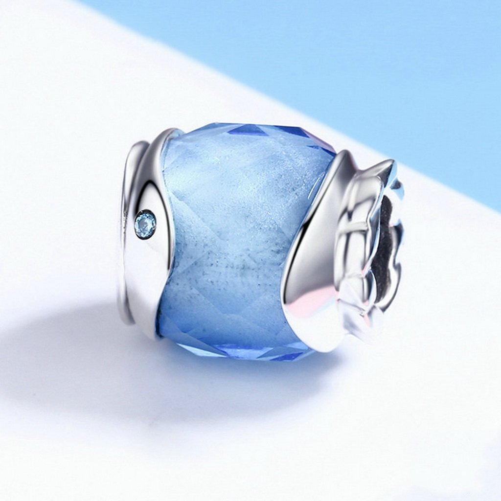PAHALA 925 Sterling Silver Ocean Spirit Fish with Blue Crystals Charm Bead