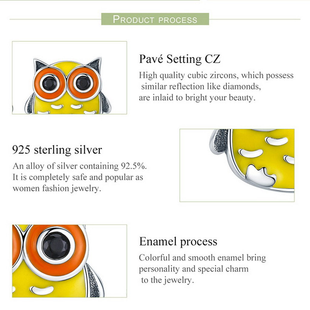 PAHALA 925 Sterling Silver Enamel Cut Owl Party Wedding Stud Earrings