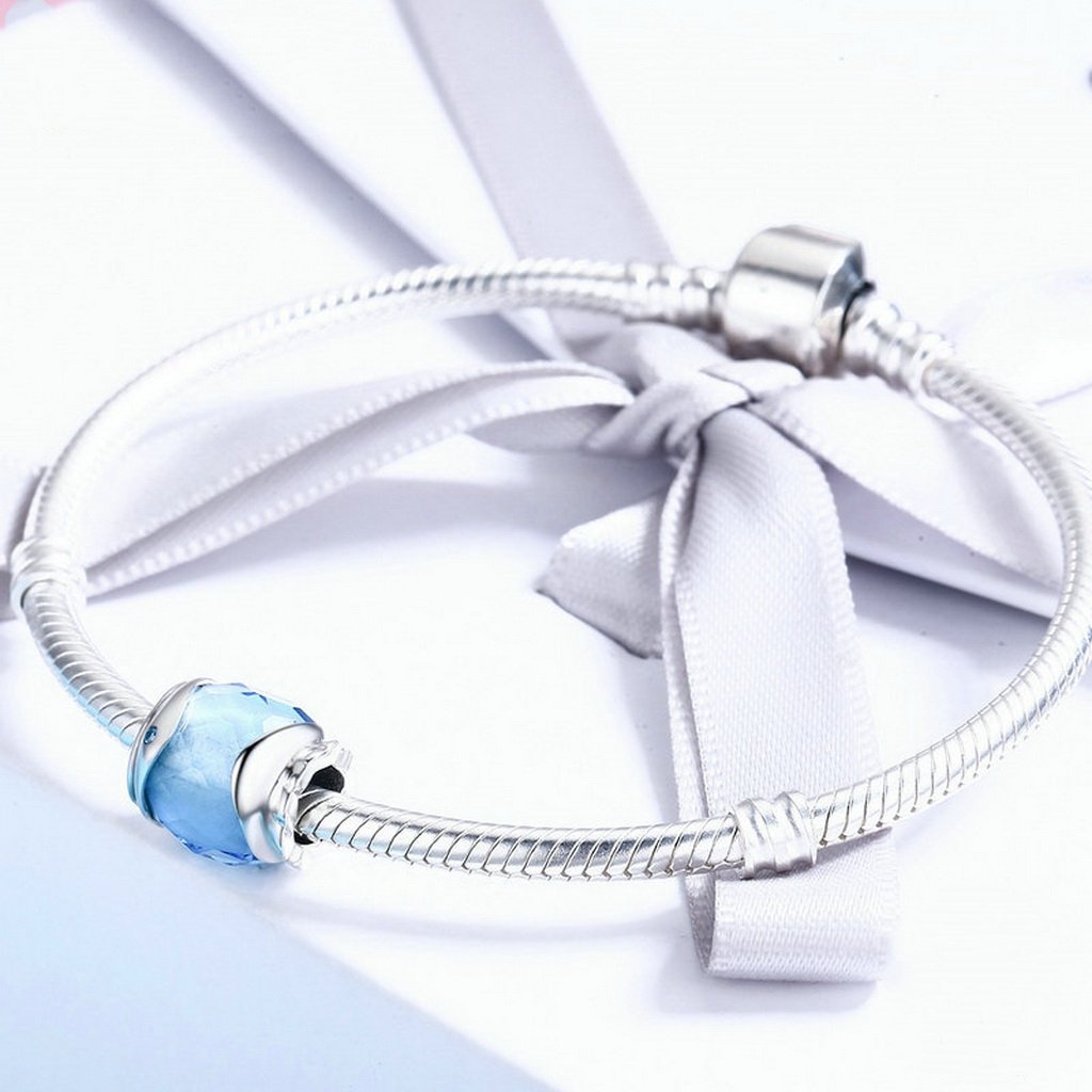 PAHALA 925 Sterling Silver Ocean Spirit Fish with Blue Crystals Charm Bead
