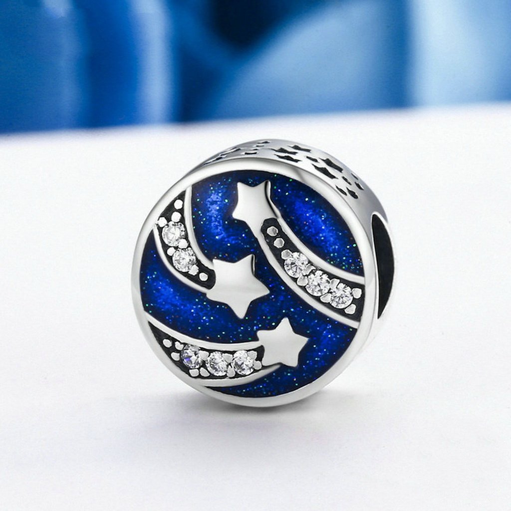 PAHALA 925 Sterling Silver Lovely Star Enamel with Crystals Charms Beads