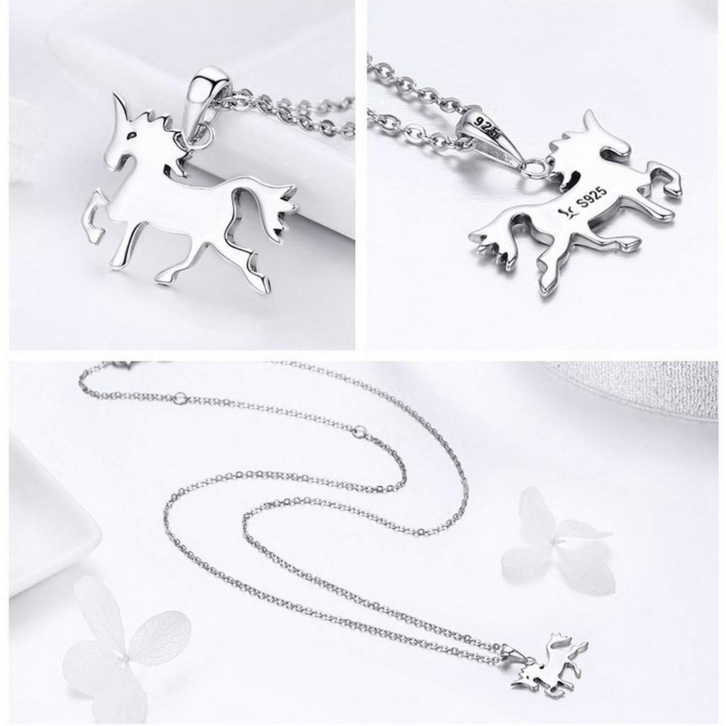 PAHALA 925 Sterling Silver Cute Horse Love Pendant Necklace