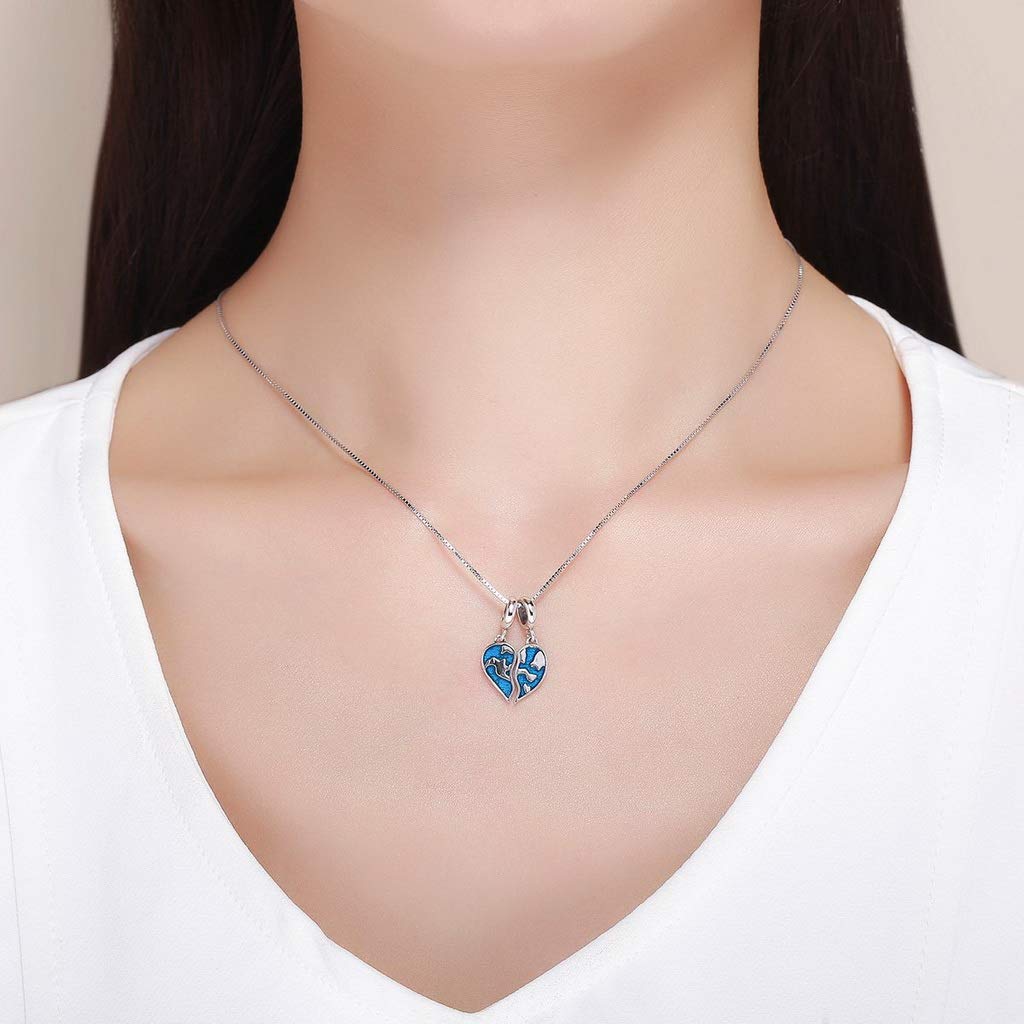 PAHALA 925 Strling Silver Enamel Picture of Earth Heart Charms