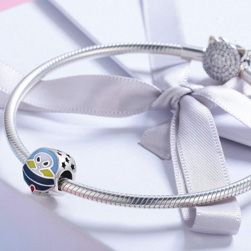 PAHALA 925 Strling Silver Colorful Enamel Alien Shape Charms Charm