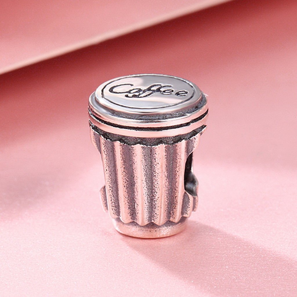 PAHALA 925 Sterling Silver Love Coffee Cup Charm Bead