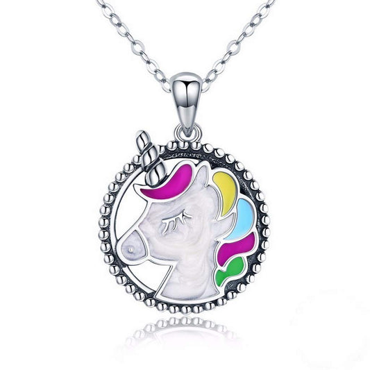PAHALA 925 Sterling Silver Memory Colorful Enamel Pendant Necklace
