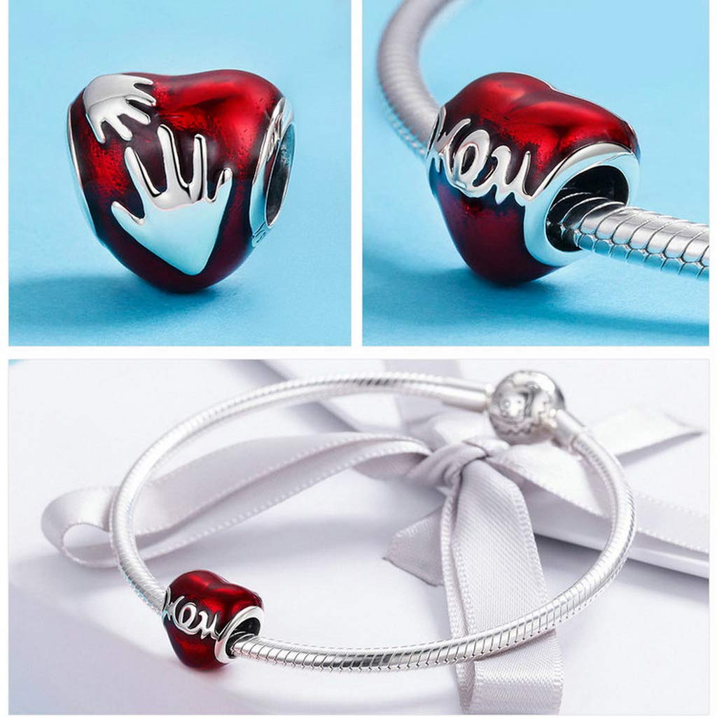 PAHALA 925 Strling Silver Mom Gentle Hand Enamel Charms