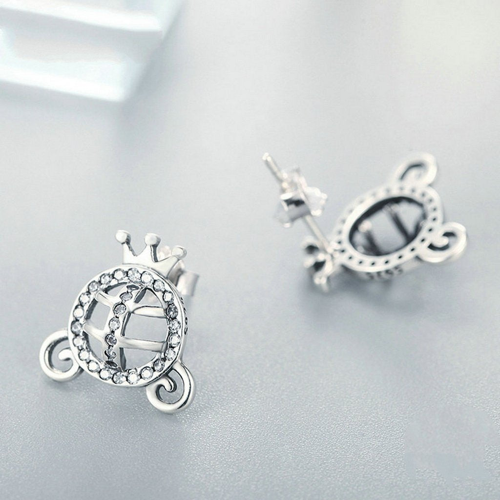 PAHALA 925 Sterling Silver Princess With Crystals Party Wedding Stud Earring