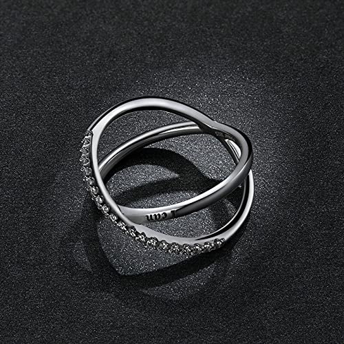 PAHALA 925 Strling Silver Faith Cross Multiple Crystal Anillo Weeding Party Engagement Ring