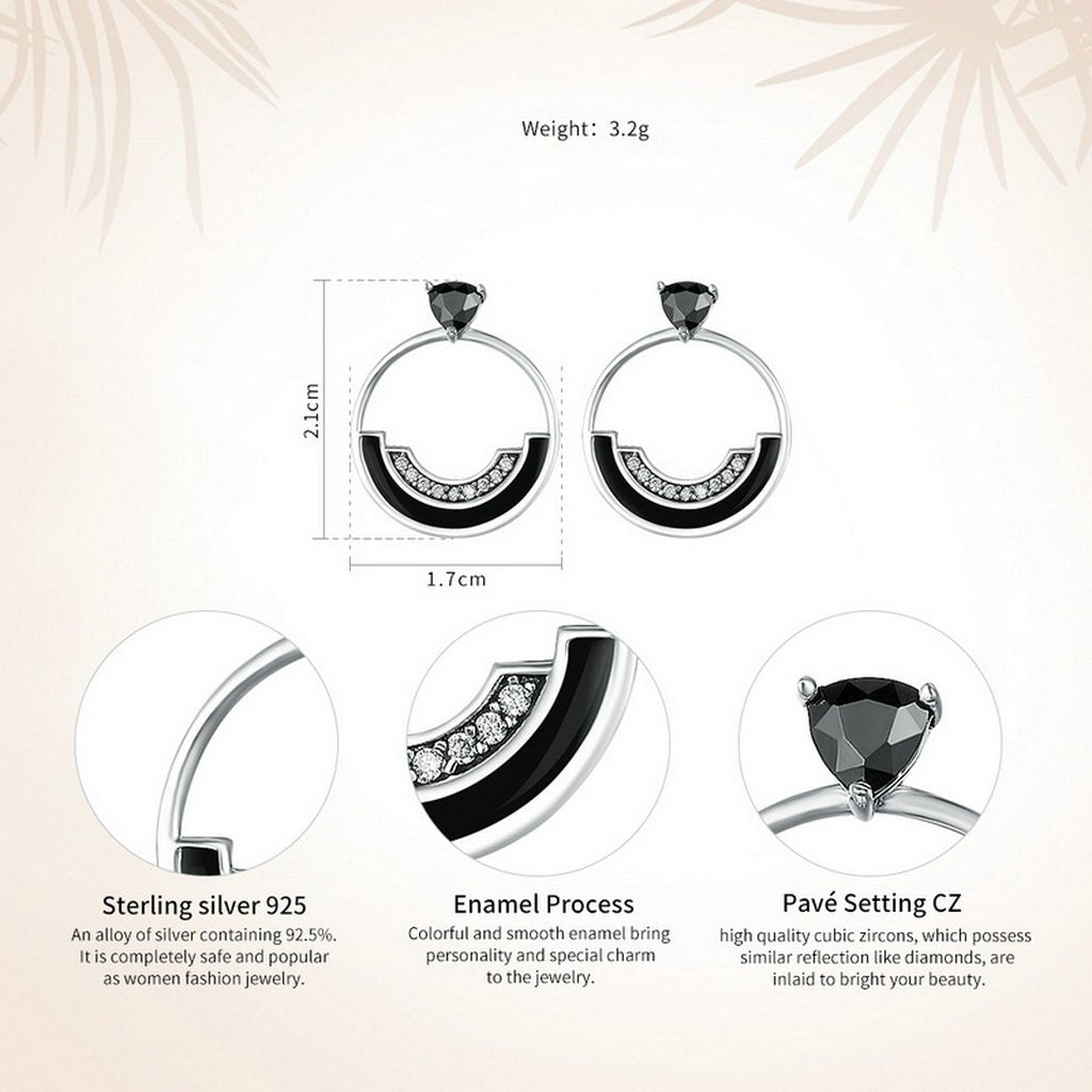 PAHALA 925 Sterling Interlink Circle With Crystals Party Wedding Stud Earrings