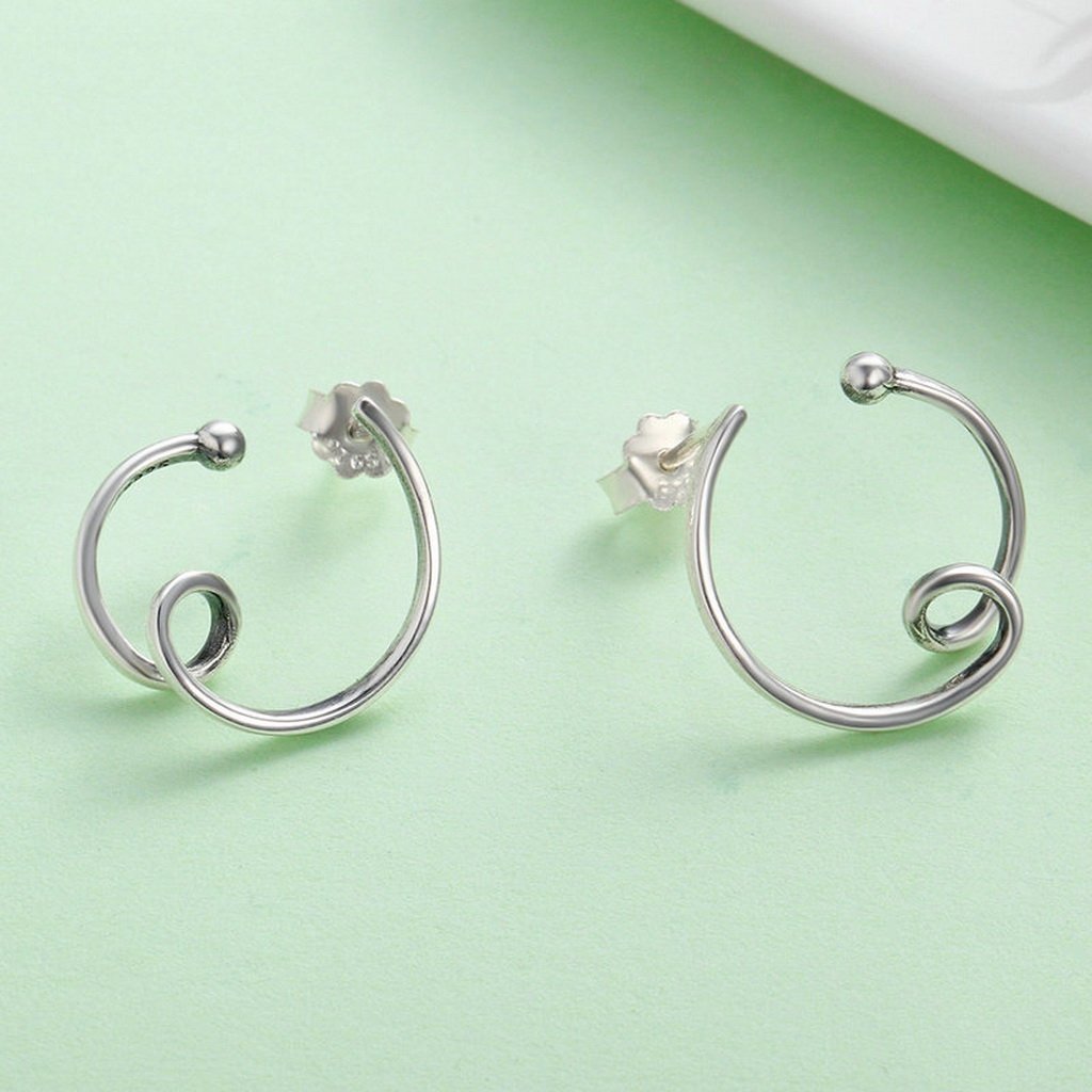 PAHALA 925 Sterling Silver Simple Line Party Wedding Stud Earrings