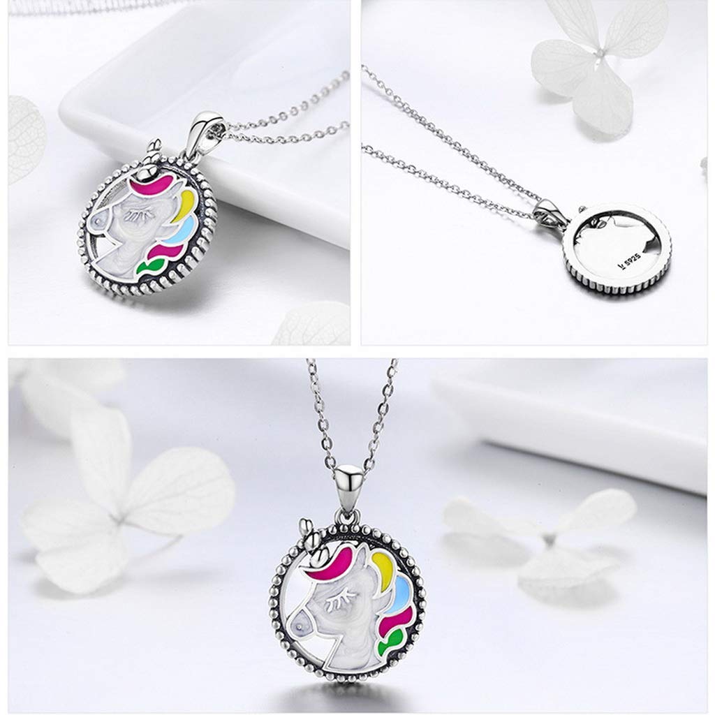 PAHALA 925 Sterling Silver Memory Colorful Enamel Pendant Necklace