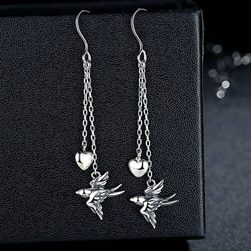 PAHALA 925 Sterling Silver Swallow Long Drop Party Wedding Earring