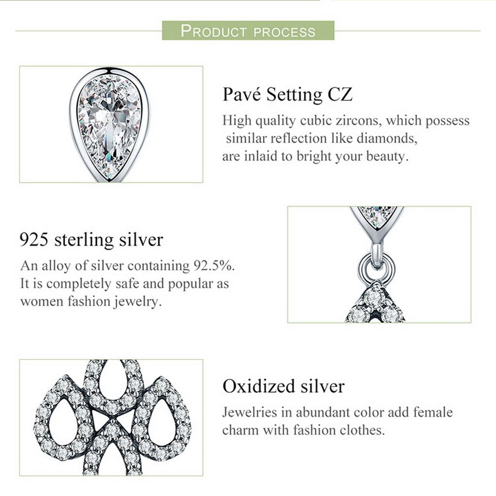 PAHALA 925 Sterling Silver Crystals Droplet Party Wedding Long Drop Earrings