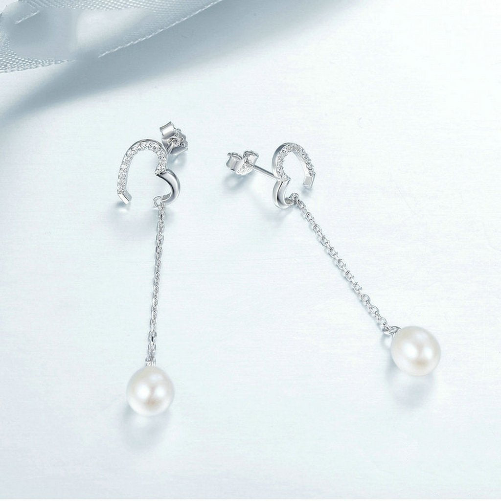 PAHALA 925 Sterling Silver Sparking Heart With Crystals Party Wedding Drop Earrings