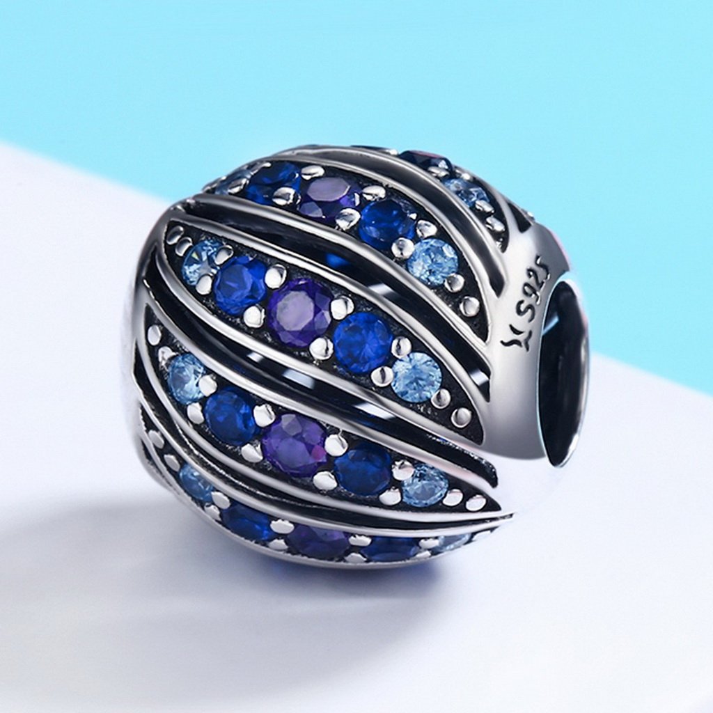 PAHALA 925 Sterling Silver Peacock Blue Crystals Charm Bead