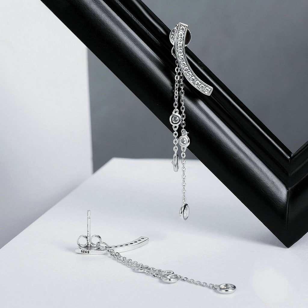 PAHALA 925 Sterling Silver Love T Bar Freshwater Pearl Party Wedding Drop Earrings